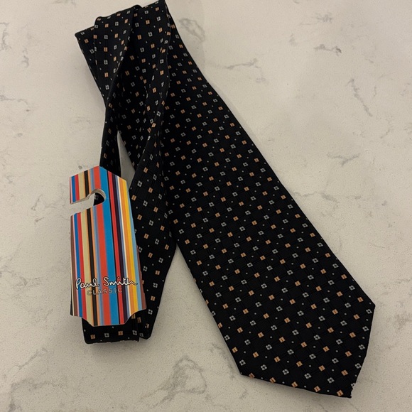 Paul Smith 100% silk Black and Multicolor Geometric Tie - Picture 4 of 4